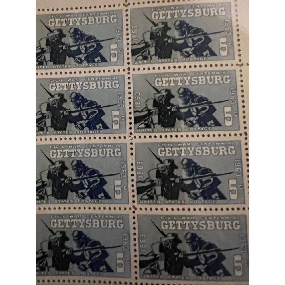 MNH 1963 5c Battle of Gettysburg U. S. Postage Stamp Sheet of 40 Stamps Scott #1